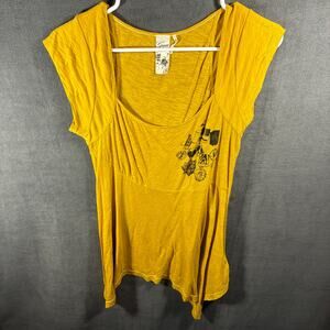Y2K guess women babydoll top small fairy yellow asymmetrical 90s grunge